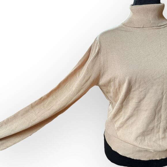 Telluride Women's Tan Knit Turtleneck Sweater with Side Ribbing Size Large - NWT - Picture 9 of 15